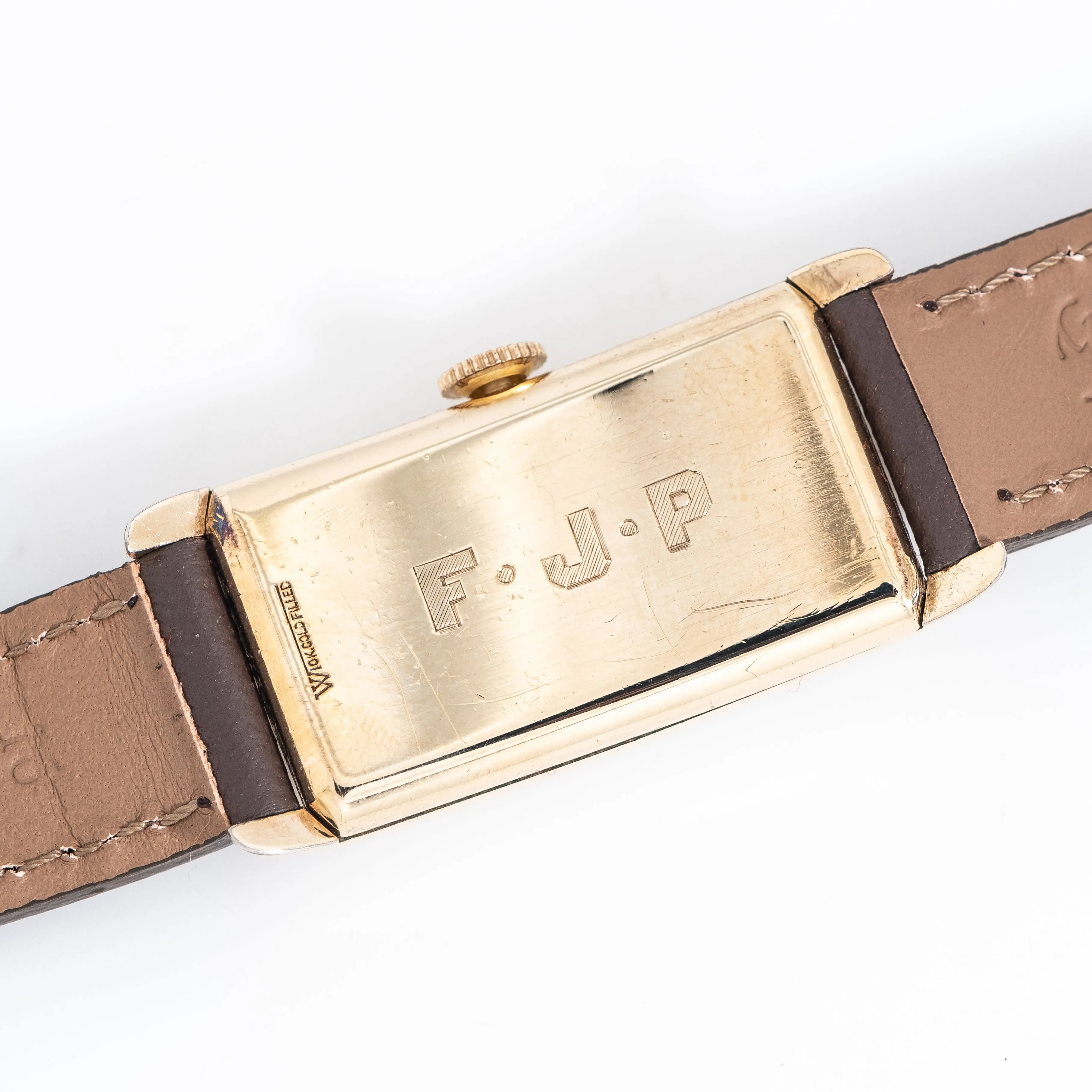 1930's Vintage Gruen Rectangular Doctor's Watch in 10k Yellow Gold Filled (# 14286)