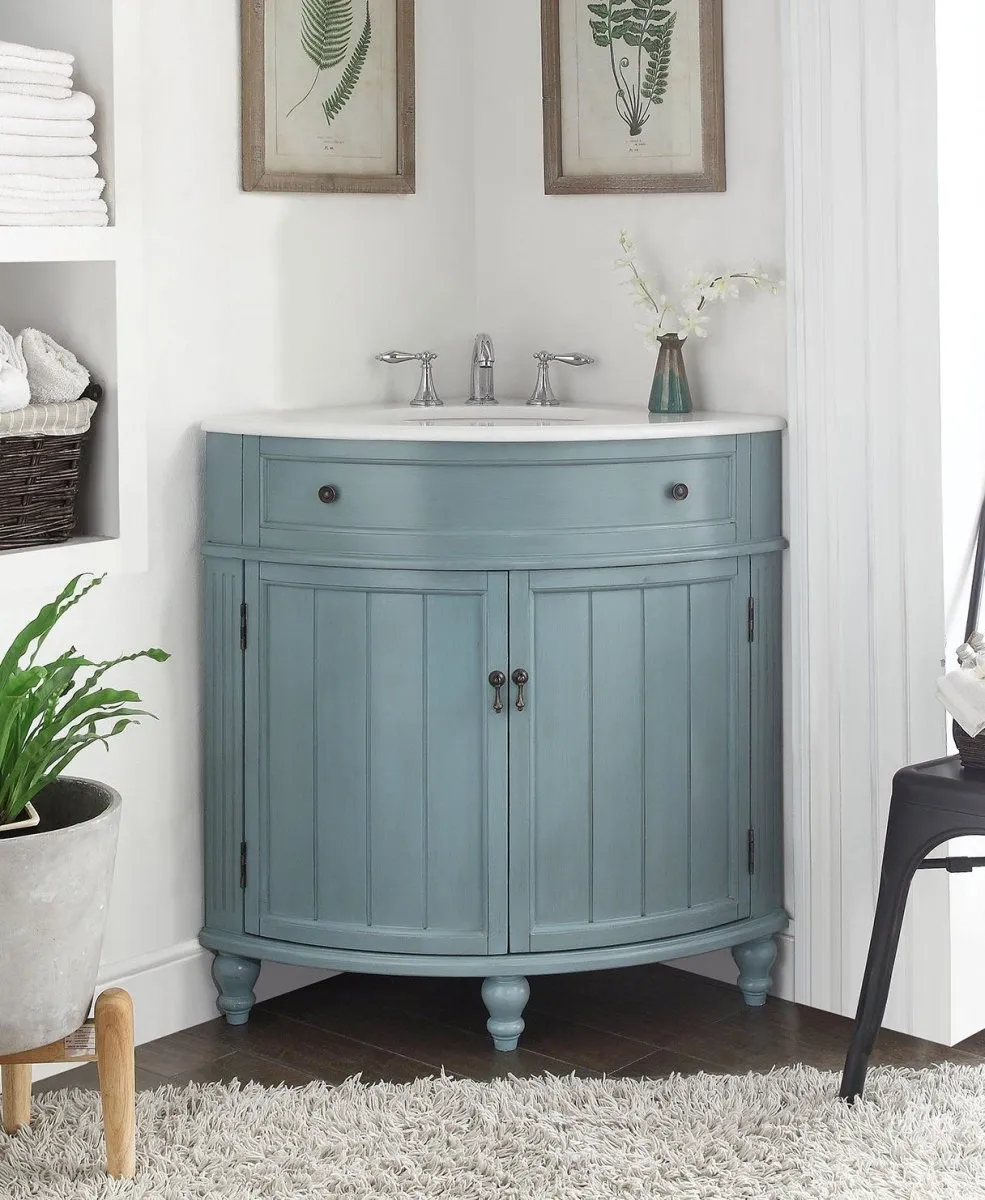 24 Inch Triadsville Freestanding White Corner Bathroom Sink Vanity