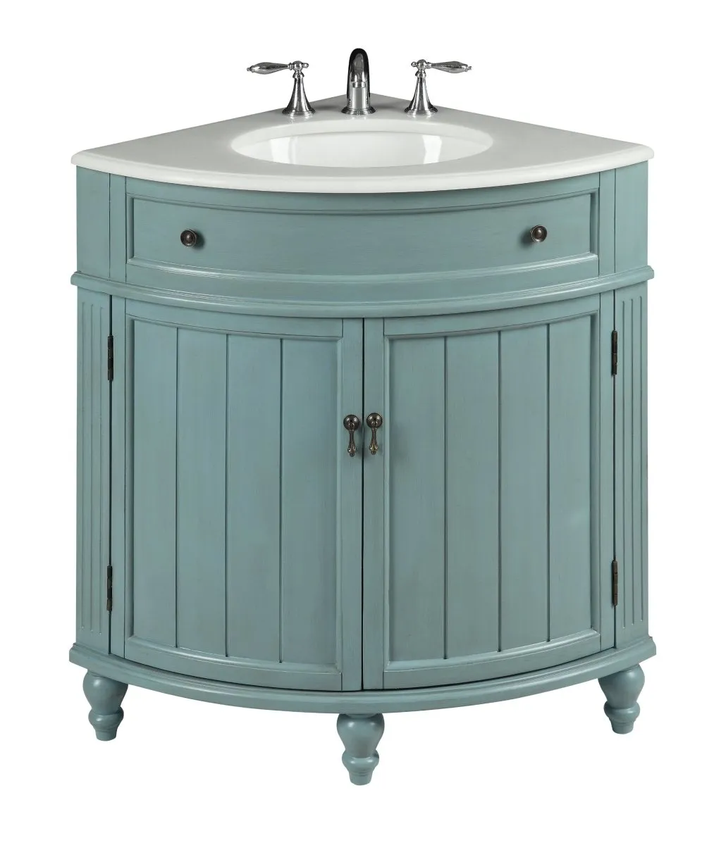 24 Inch Triadsville Freestanding White Corner Bathroom Sink Vanity