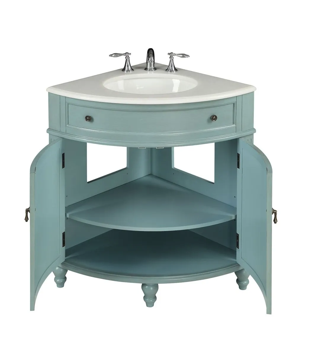 24 Inch Triadsville Freestanding White Corner Bathroom Sink Vanity