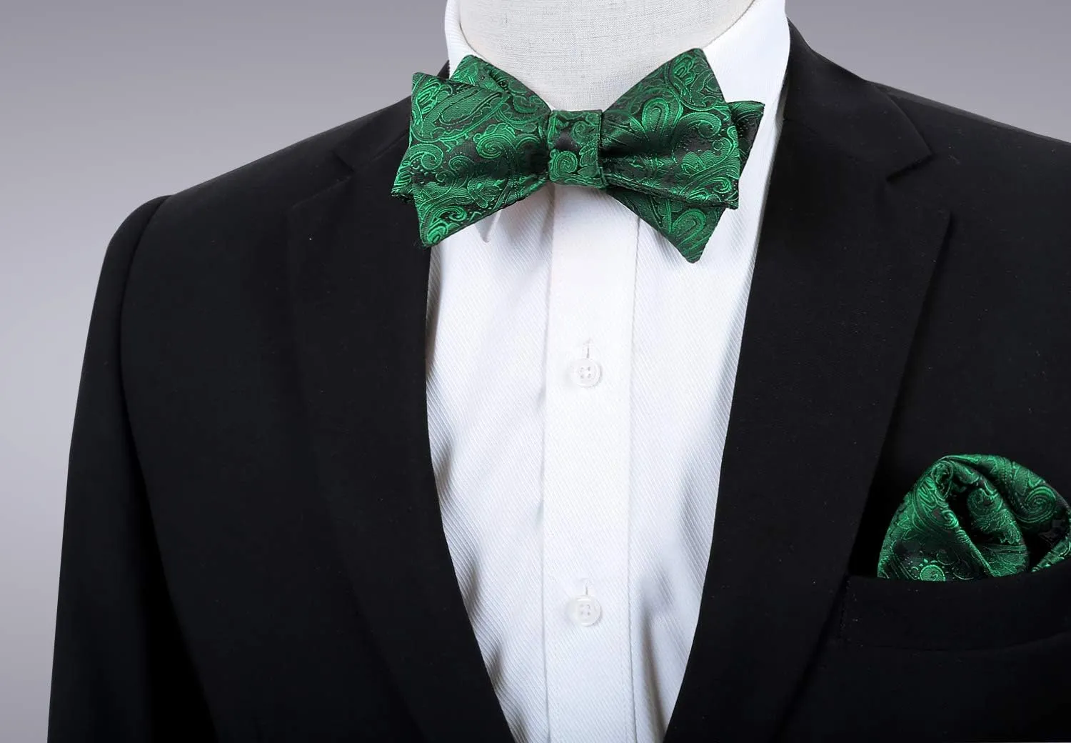 Alizeal Mens Paisley Jacquard Self-Tie Bow Tie Pocket Square Set