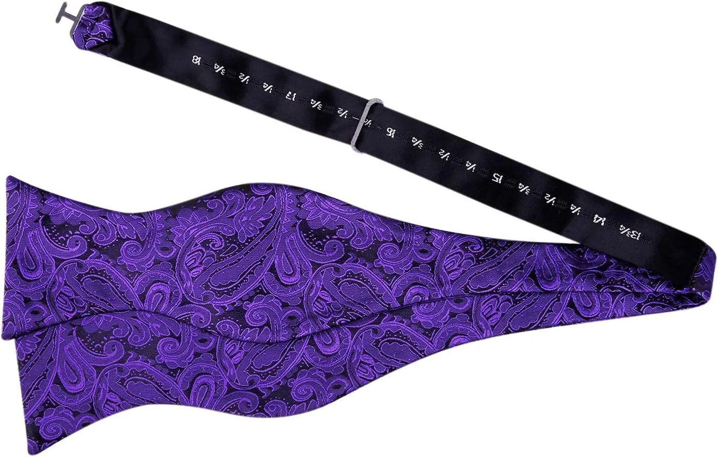 Alizeal Mens Paisley Jacquard Self-Tie Bow Tie Pocket Square Set
