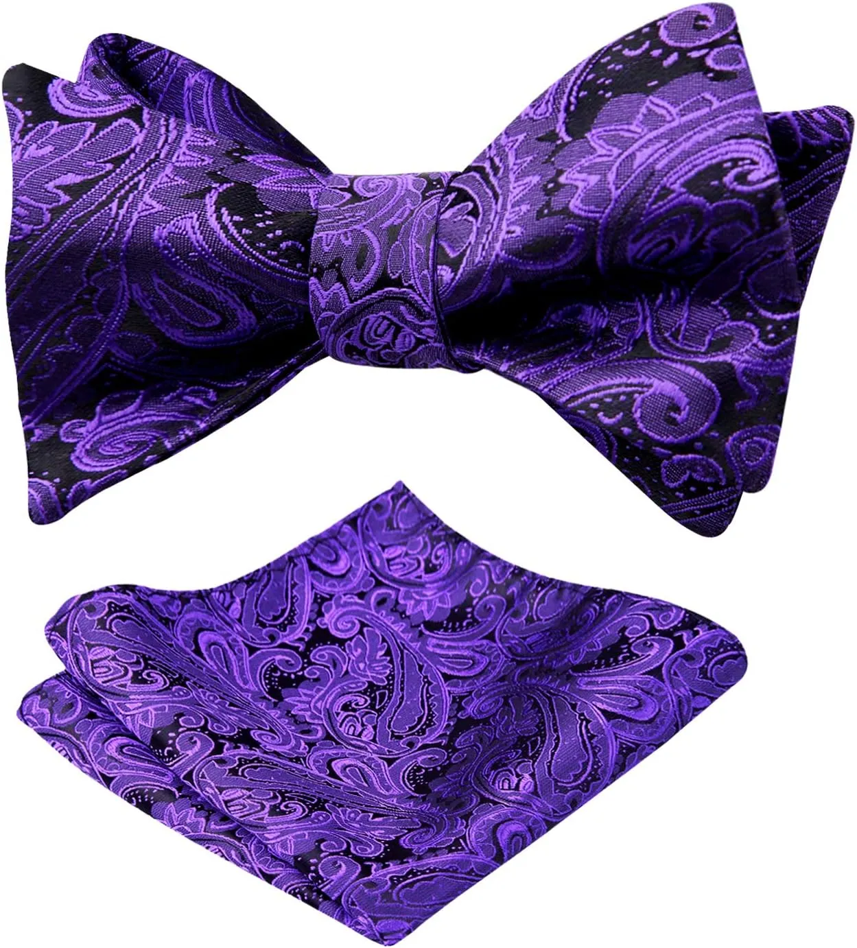 Alizeal Mens Paisley Jacquard Self-Tie Bow Tie Pocket Square Set