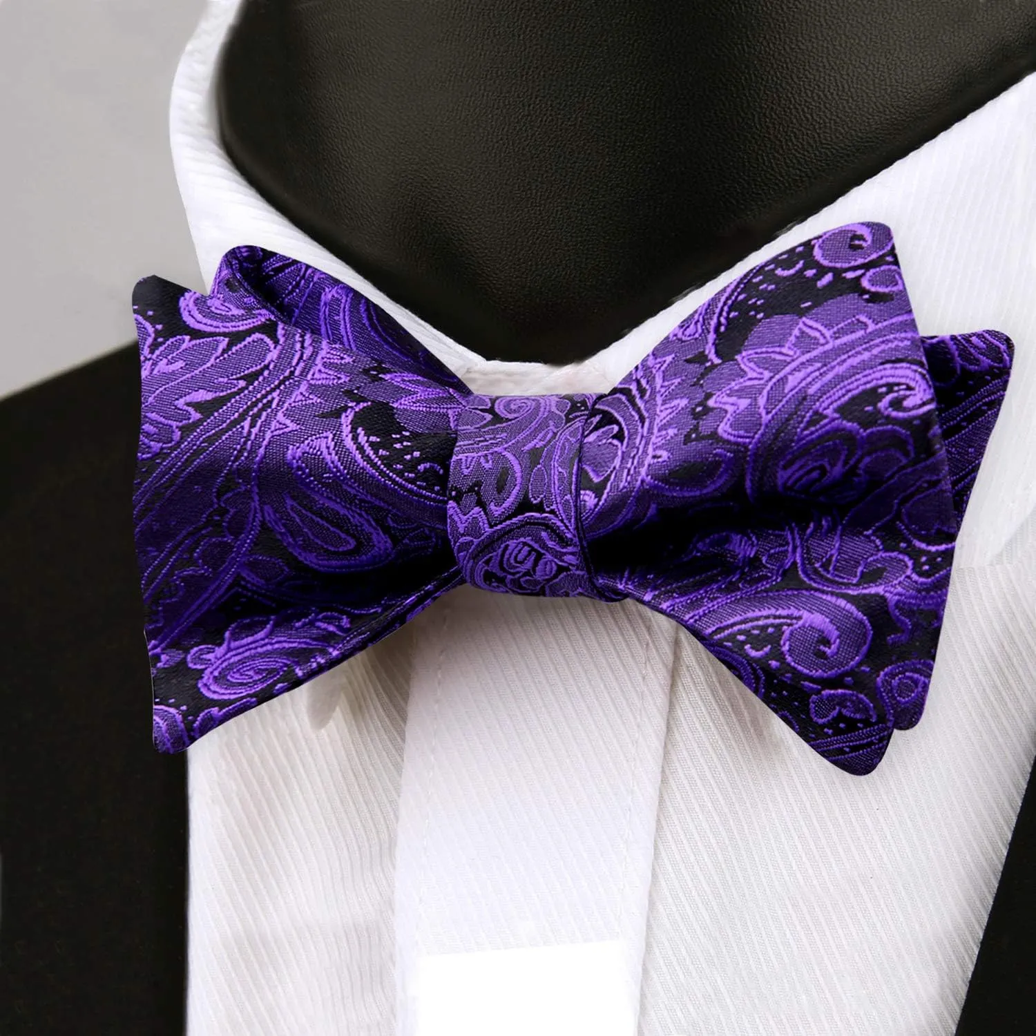 Alizeal Mens Paisley Jacquard Self-Tie Bow Tie Pocket Square Set