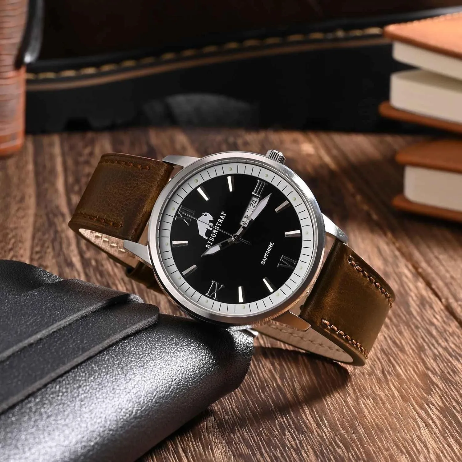 BISONSTRAP Leather Watch Straps, Classic Oil Waxed Leather, Quick Release Replacement Band for Men and Women, Band Width 18mm 20mm 22mm