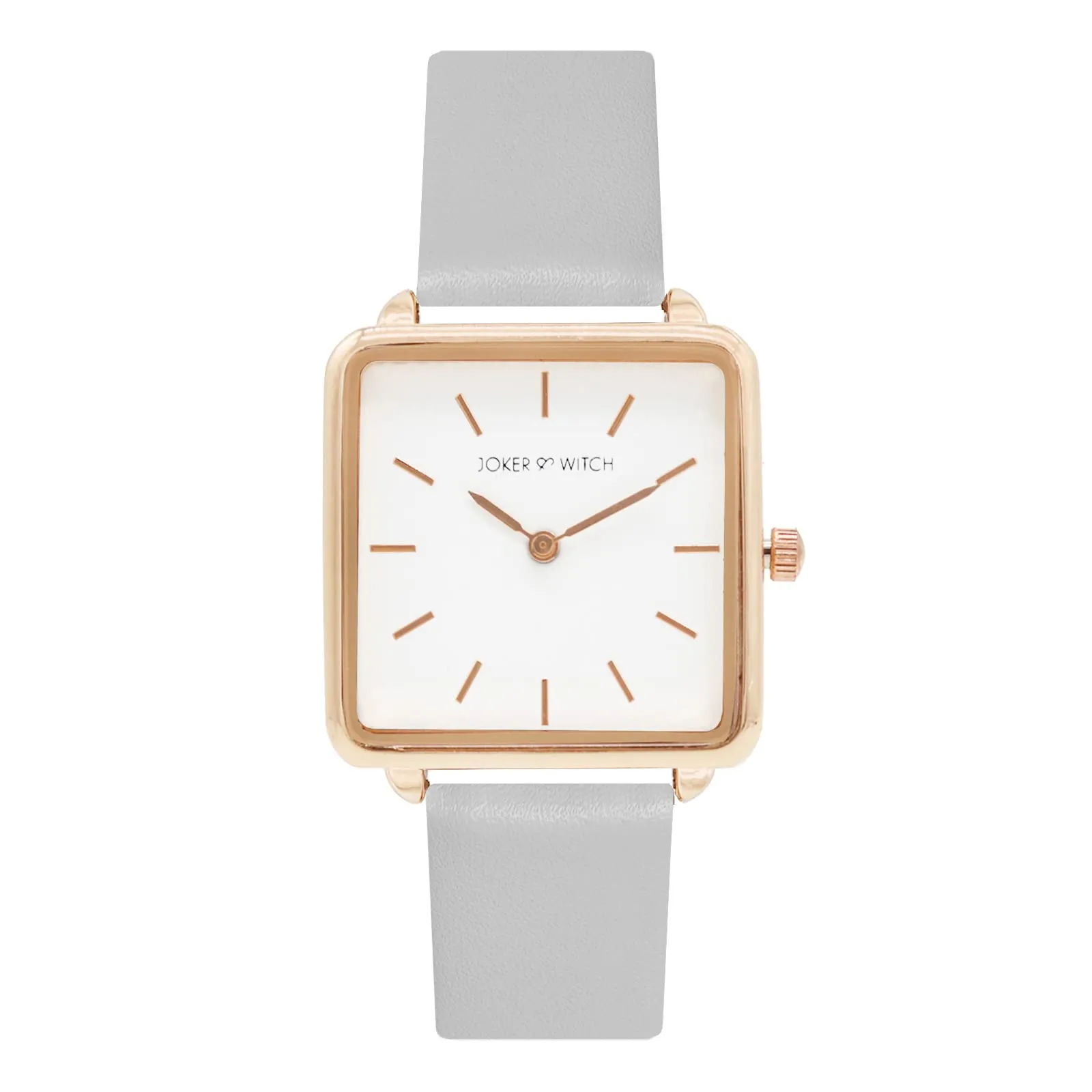 Emily Square White Dial Grey Strap Watch