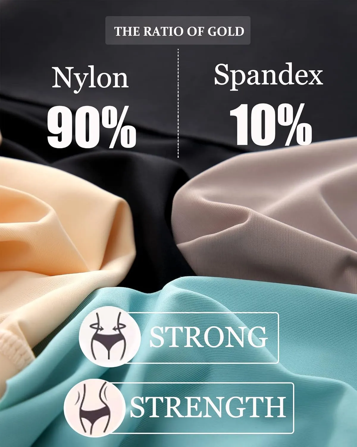 FINETOO Tummy Control Underwear for Women High Waisted Nylon Brief No Show Womens Bikini Seamless Panties 4pack S-XXXL