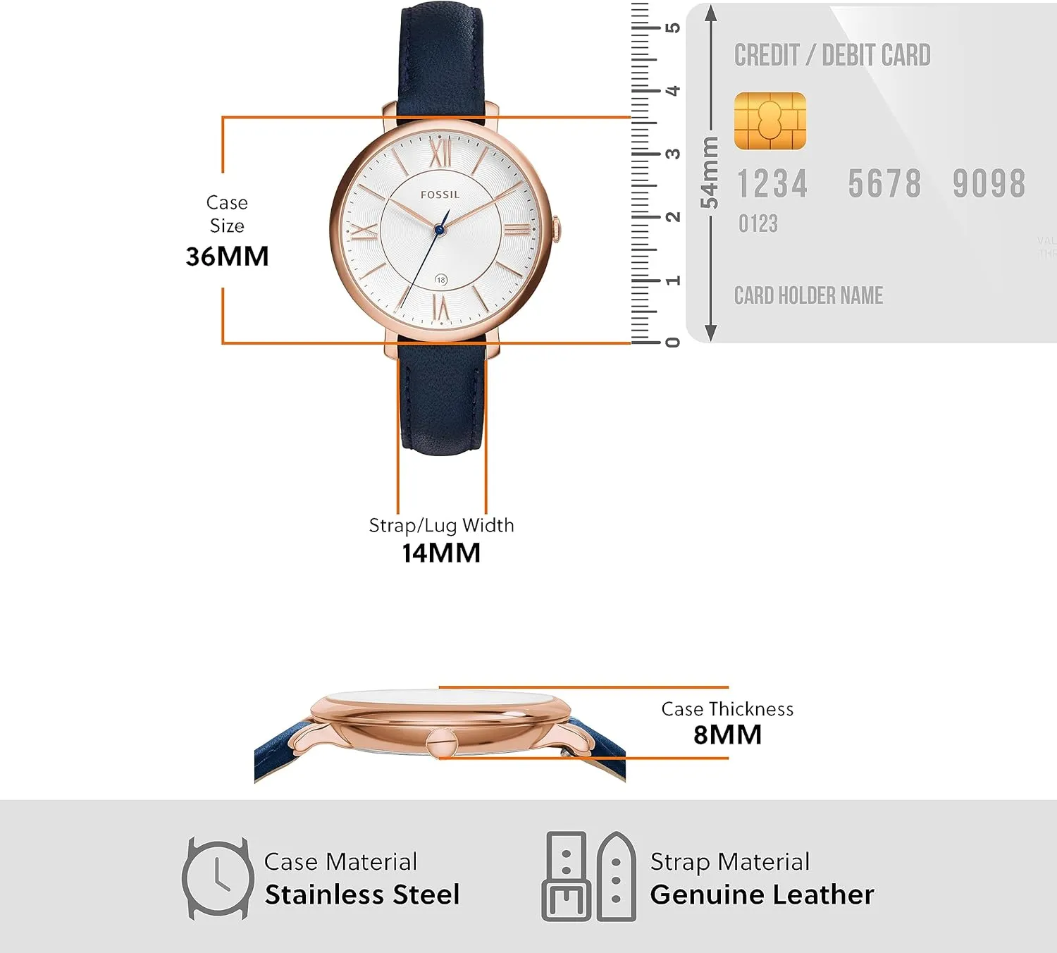 Fossil Women's Jacqueline Quartz Stainless Steel Three-Hand Watch