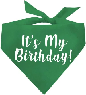 It's My Birthday Dog Bandana | 100% Cotton Tie Dye | Made in USA | Birthday Pawty | Party Theme | Celebration Supplies | Photoshoot Prop | Green, One Size (60)