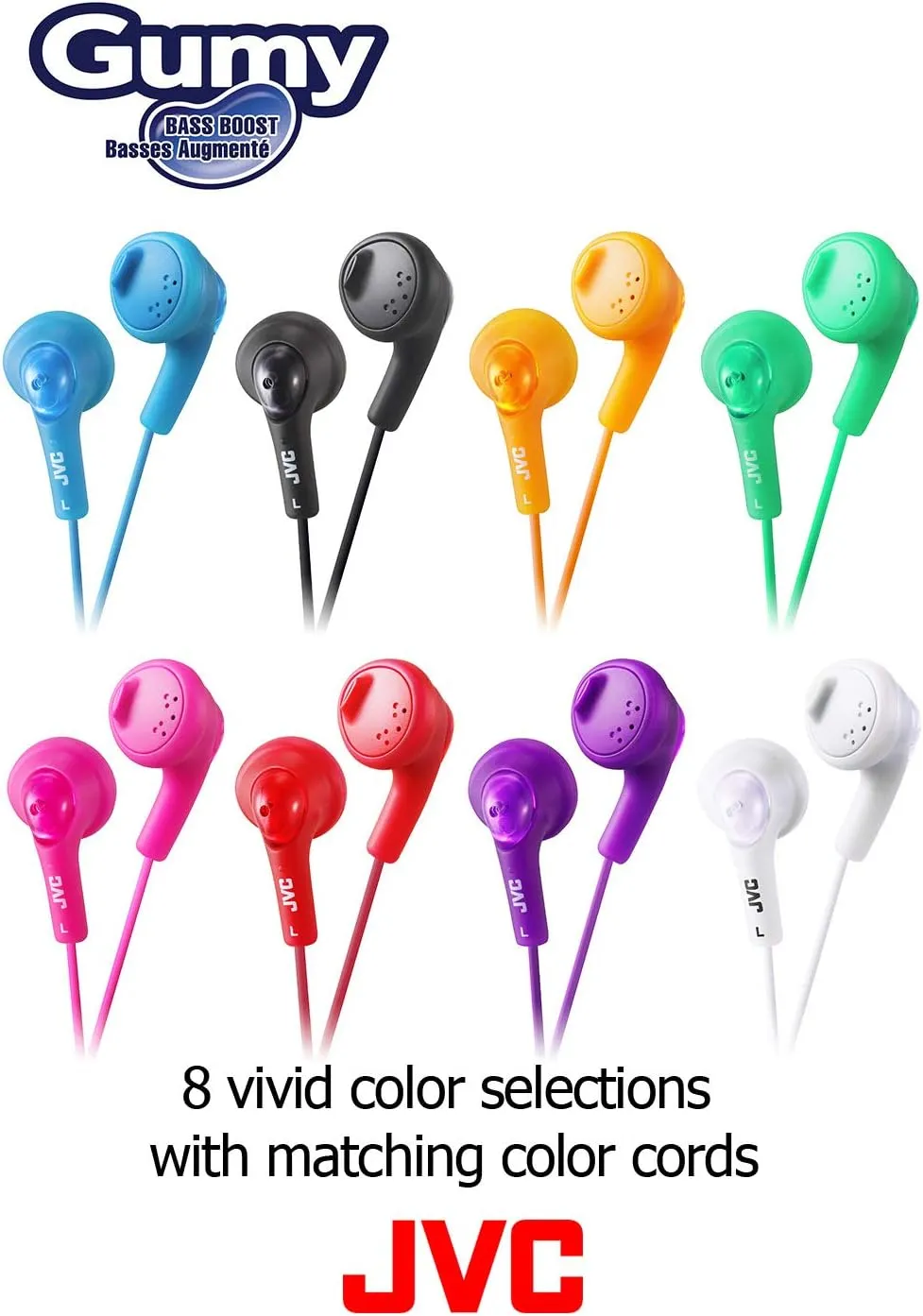 JVC Basic Gumy Earbuds Blue, Model Number: HA-F160-A, 3