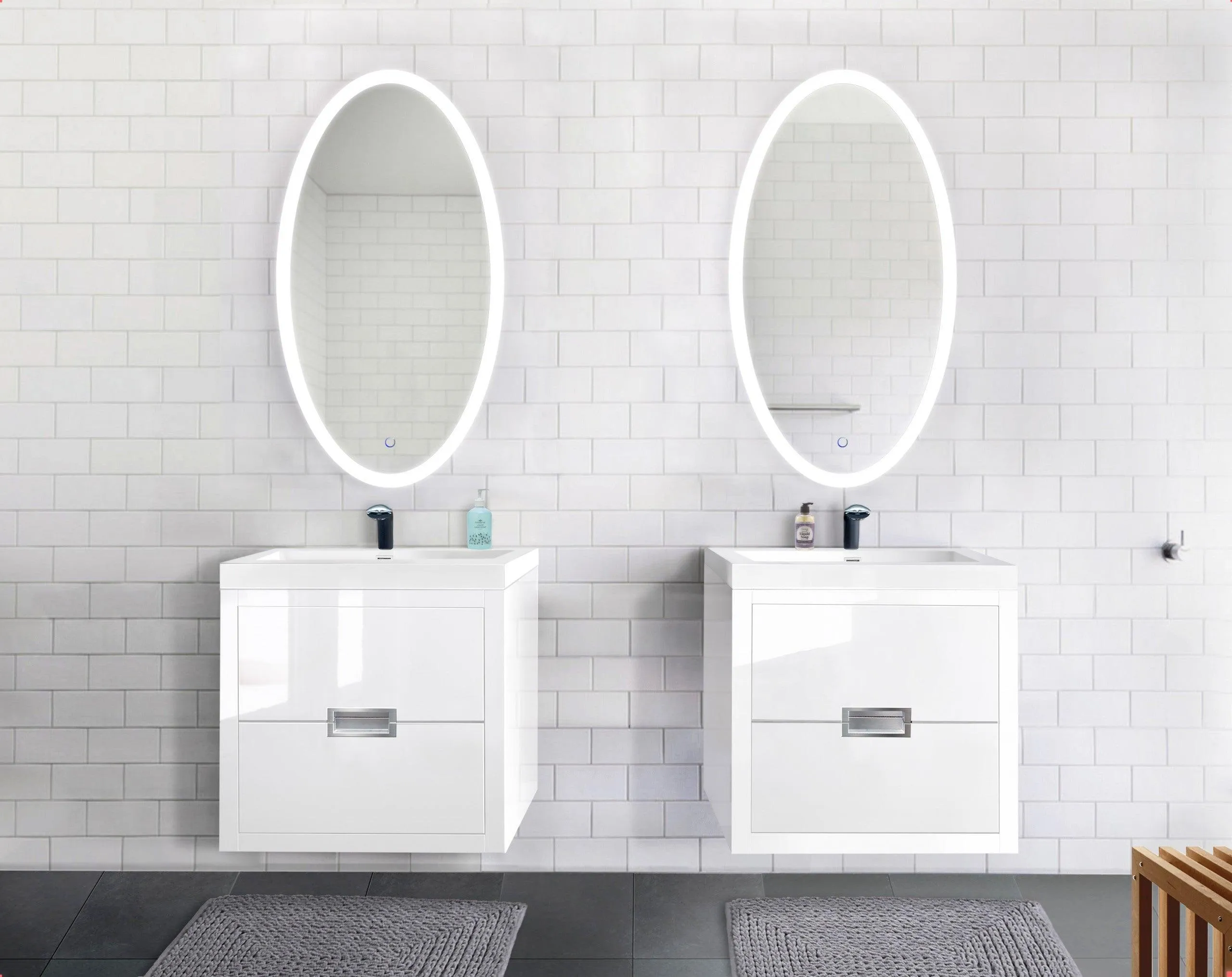 Krugg Sol Oval 24″ x 44″ LED Bathroom Mirror w/ Dimmer & Defogger