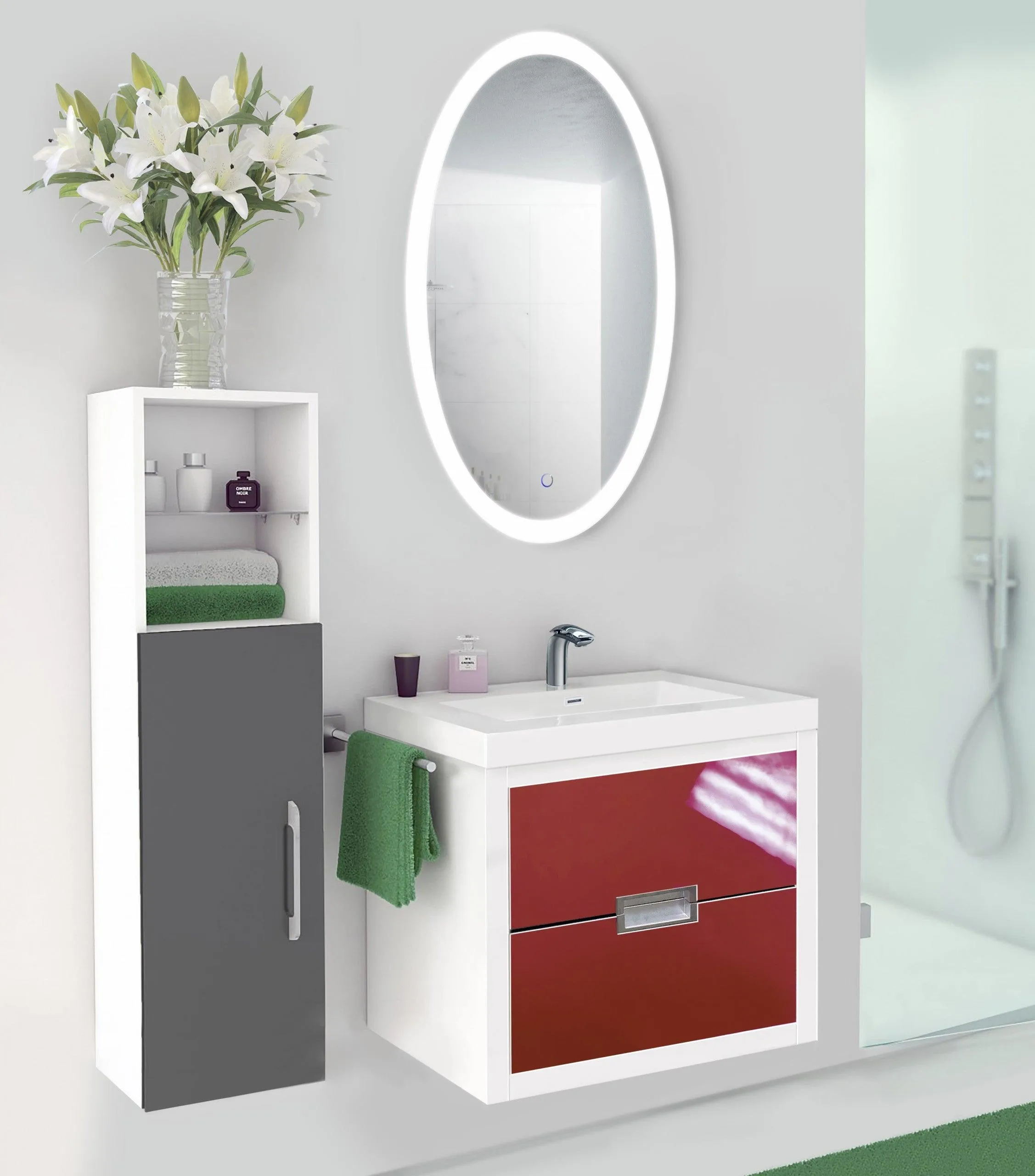 Krugg Sol Oval 24″ x 44″ LED Bathroom Mirror w/ Dimmer & Defogger