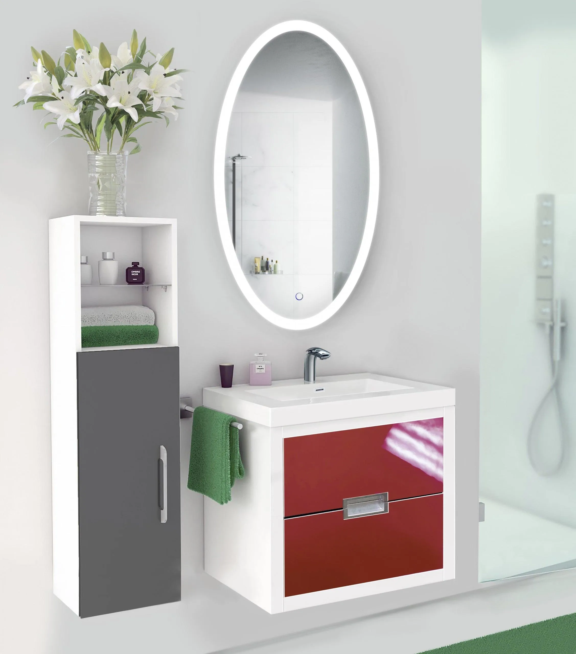 Krugg Sol Oval 24″ x 44″ LED Bathroom Mirror w/ Dimmer & Defogger