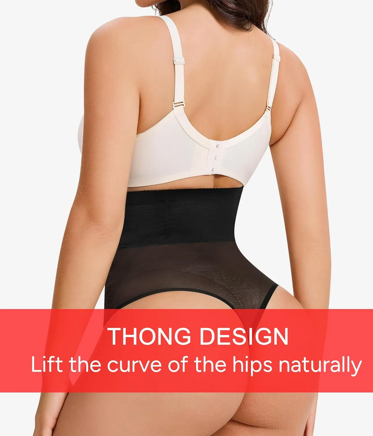 KUMAYES Tummy Control Shapewear Thong for Women - High Waisted Thong Compression Underwear Body Shaper Girdle Panty 2 Pack