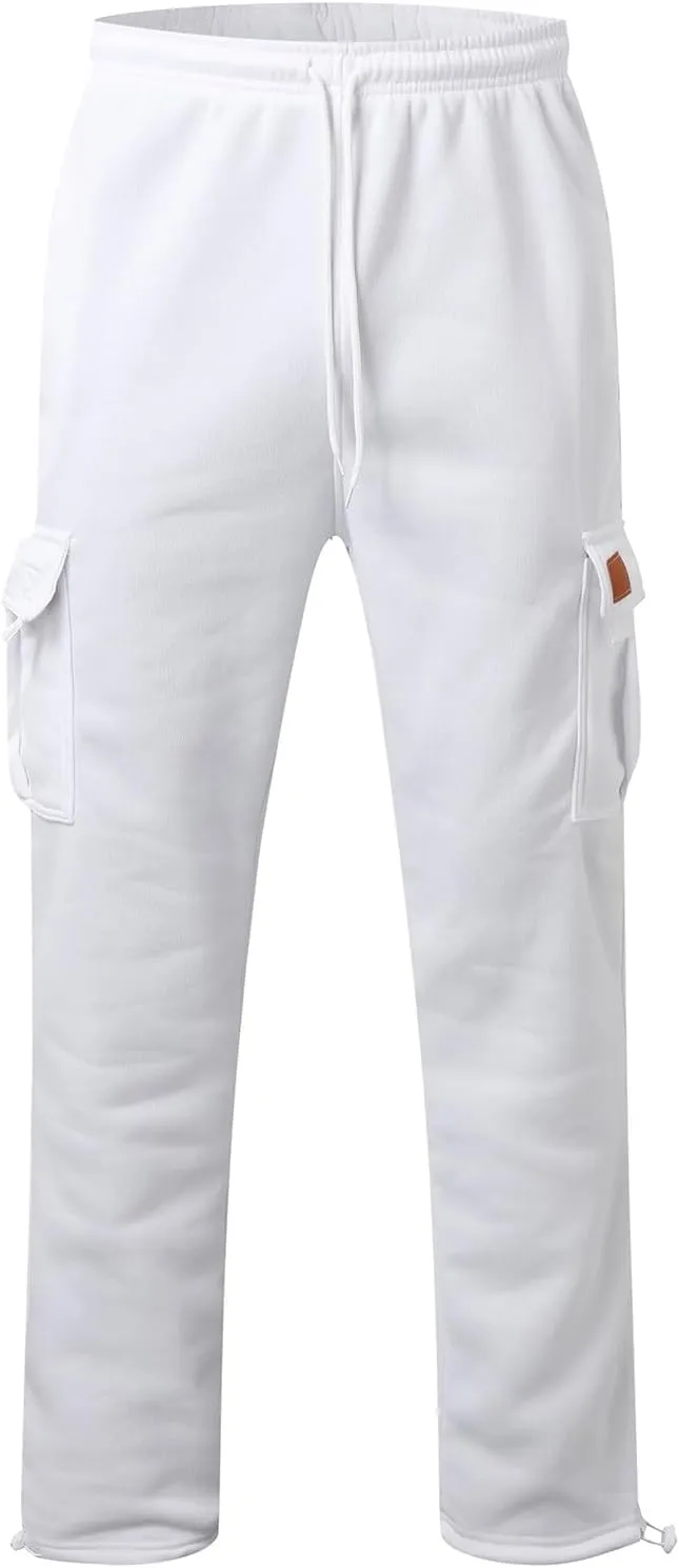 Mens Fleece Baggy Sweatpants Elastic Waist Heavyweight Joggers Pants with Pocket Loose Wide Leg Trousers Sweat Pants