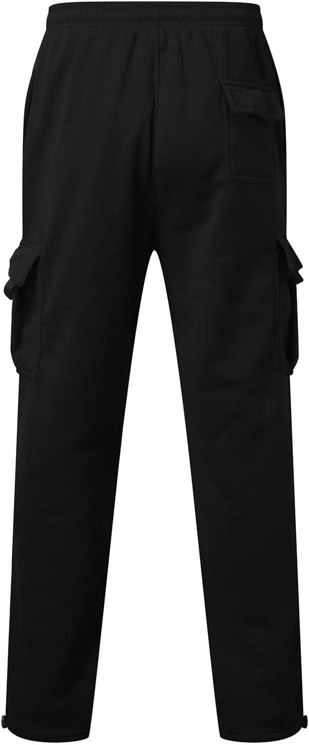 Mens Fleece Baggy Sweatpants Elastic Waist Heavyweight Joggers Pants with Pocket Loose Wide Leg Trousers Sweat Pants