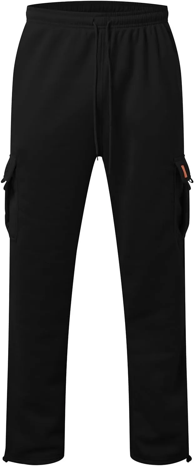 Mens Fleece Baggy Sweatpants Elastic Waist Heavyweight Joggers Pants with Pocket Loose Wide Leg Trousers Sweat Pants