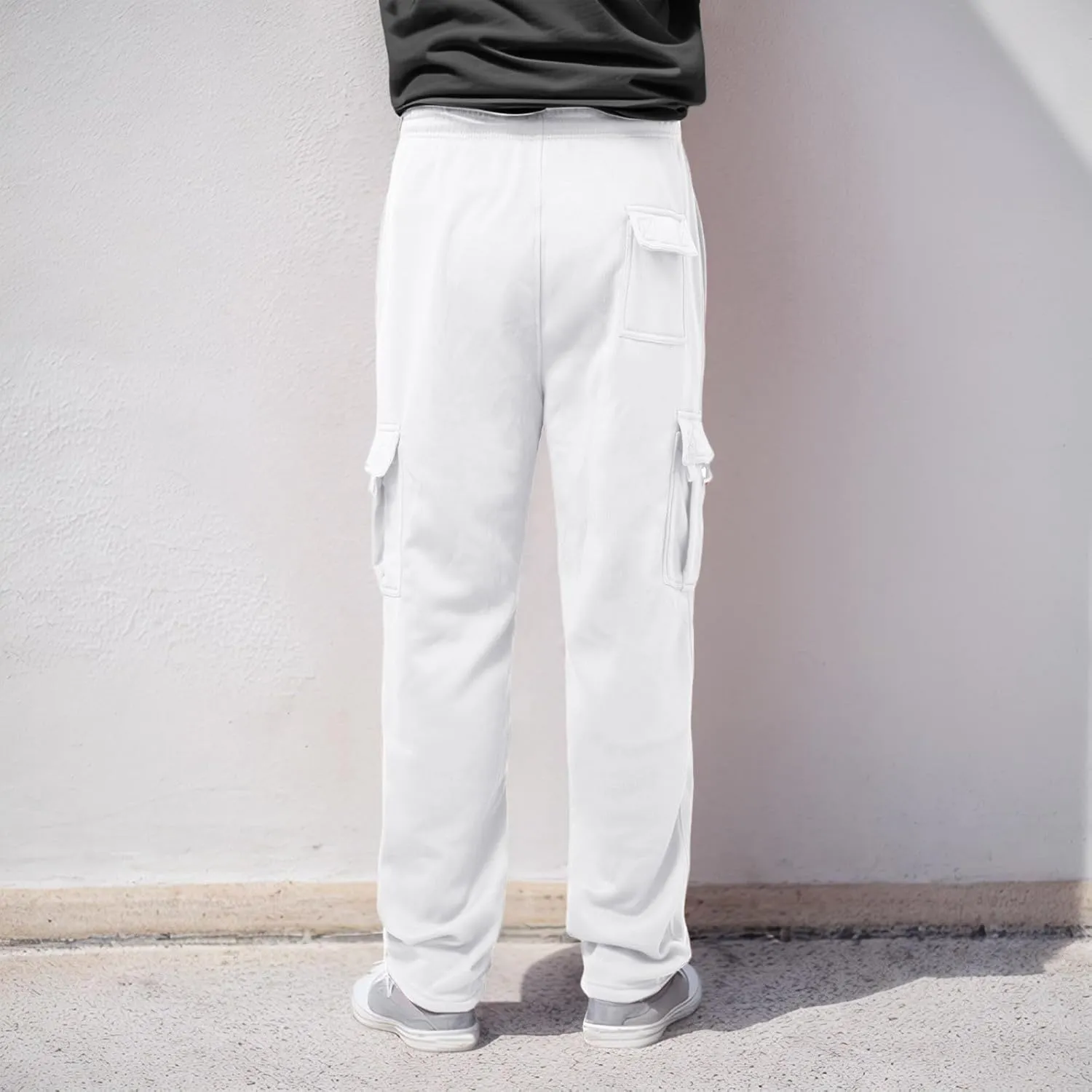 Mens Fleece Baggy Sweatpants Elastic Waist Heavyweight Joggers Pants with Pocket Loose Wide Leg Trousers Sweat Pants