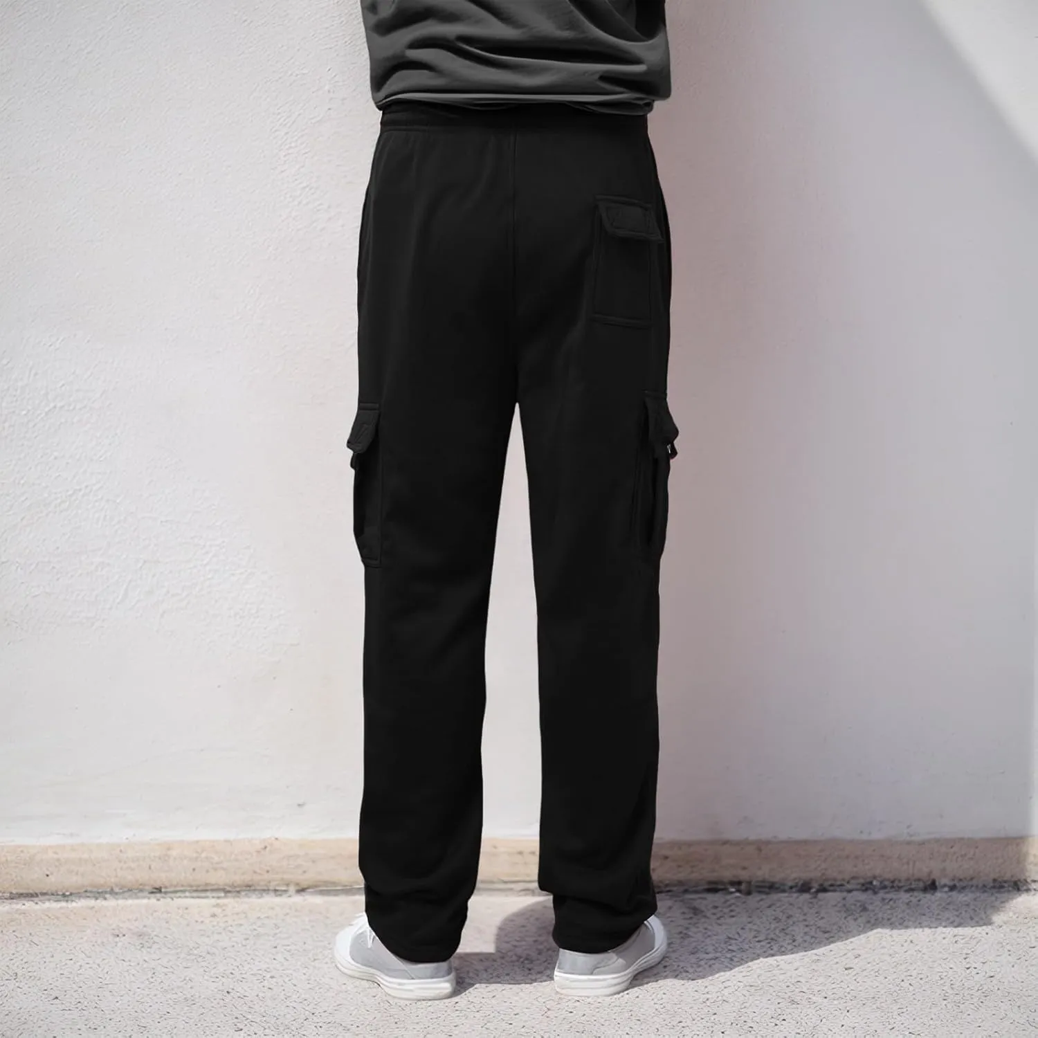 Mens Fleece Baggy Sweatpants Elastic Waist Heavyweight Joggers Pants with Pocket Loose Wide Leg Trousers Sweat Pants