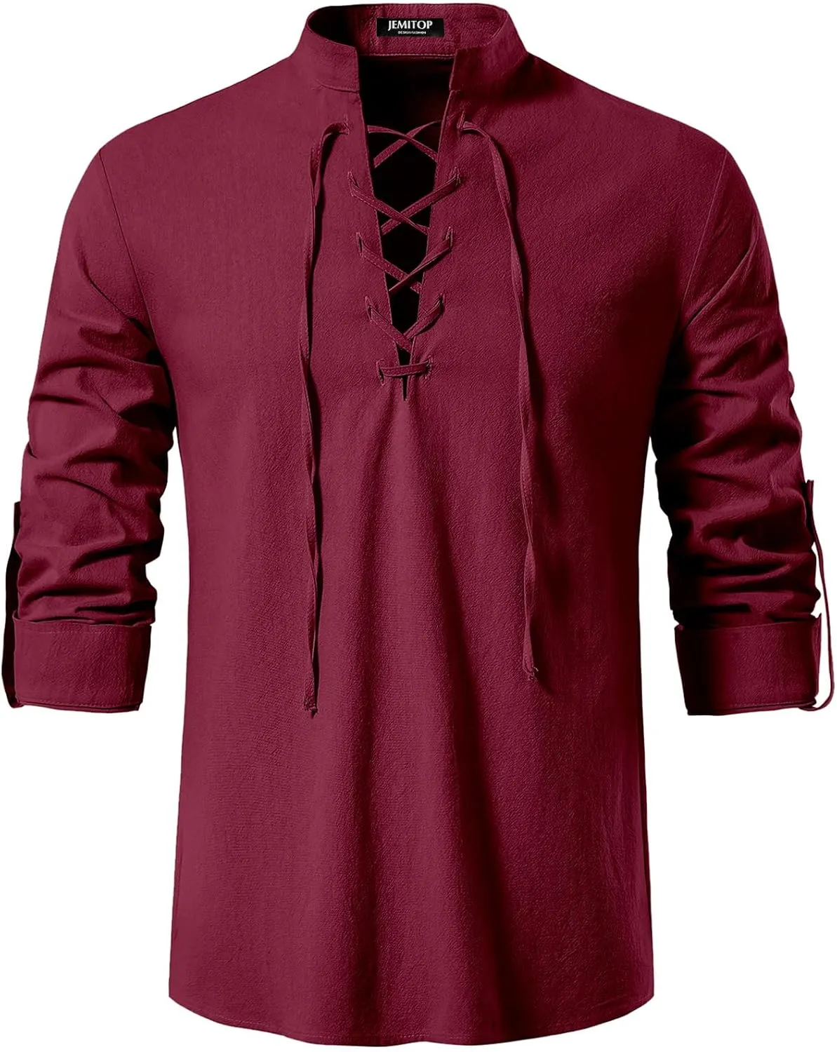 Men's Pure Cotton Retro Lace Up Shirts for Renaissance Pirate Viking Medieval