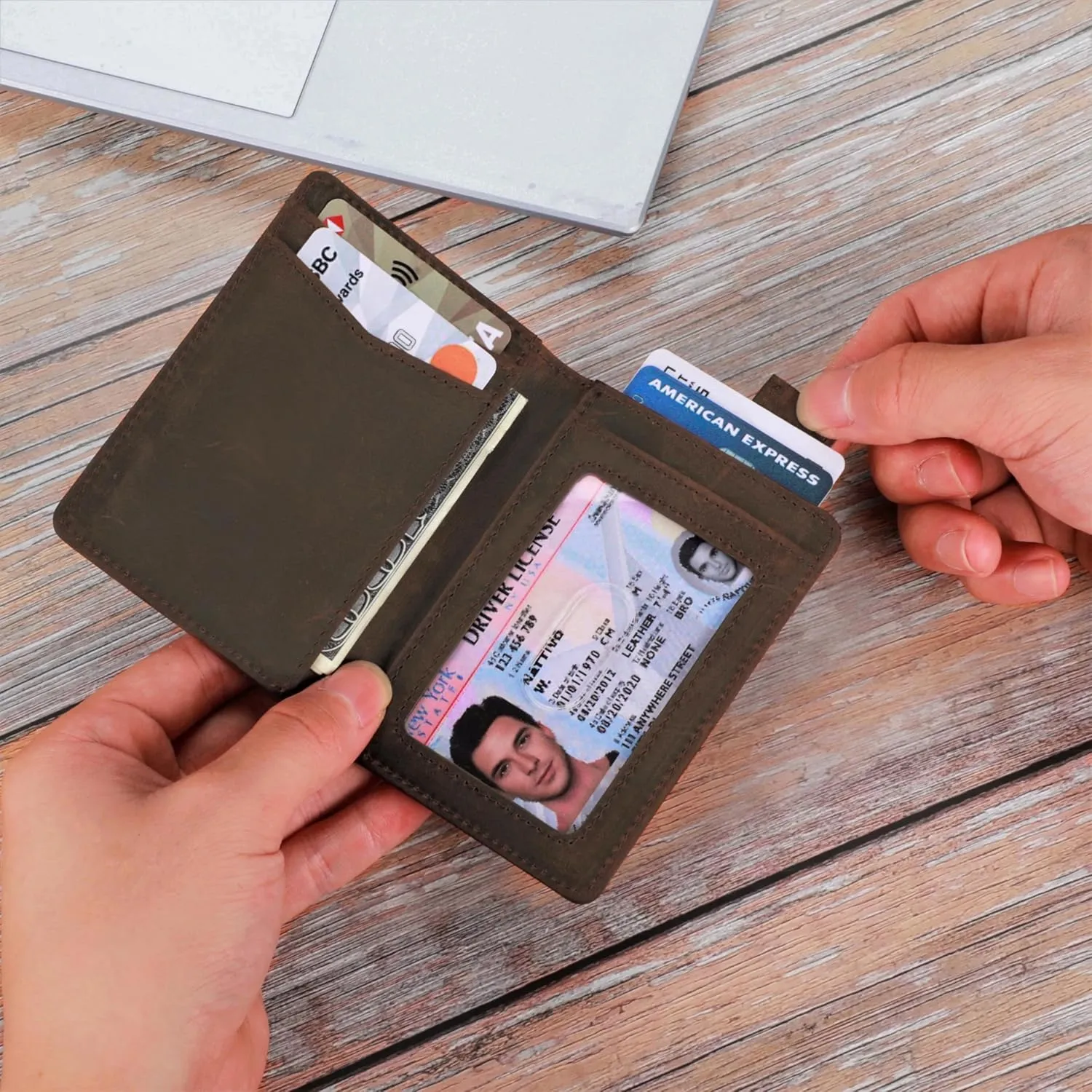 Minimalist RFID Wallet for Men and Women | Slim Bifold Credit Card Holder Wallet | Men's Business Card Case | Genuine Leather Front Pocket wallet with Gift Box