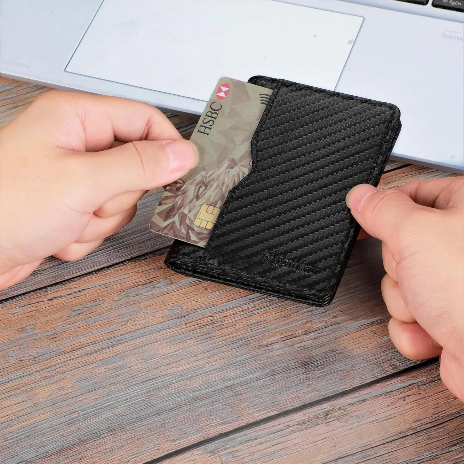 Minimalist RFID Wallet for Men and Women | Slim Bifold Credit Card Holder Wallet | Men's Business Card Case | Genuine Leather Front Pocket wallet with Gift Box