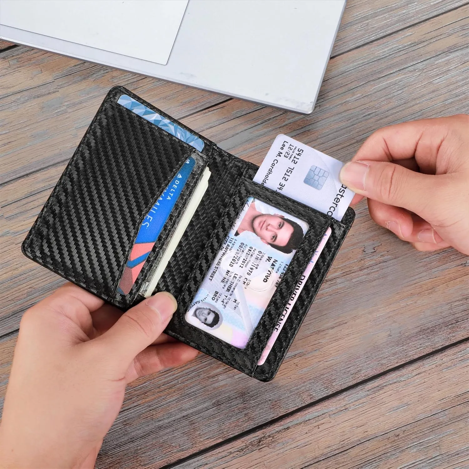 Minimalist RFID Wallet for Men and Women | Slim Bifold Credit Card Holder Wallet | Men's Business Card Case | Genuine Leather Front Pocket wallet with Gift Box