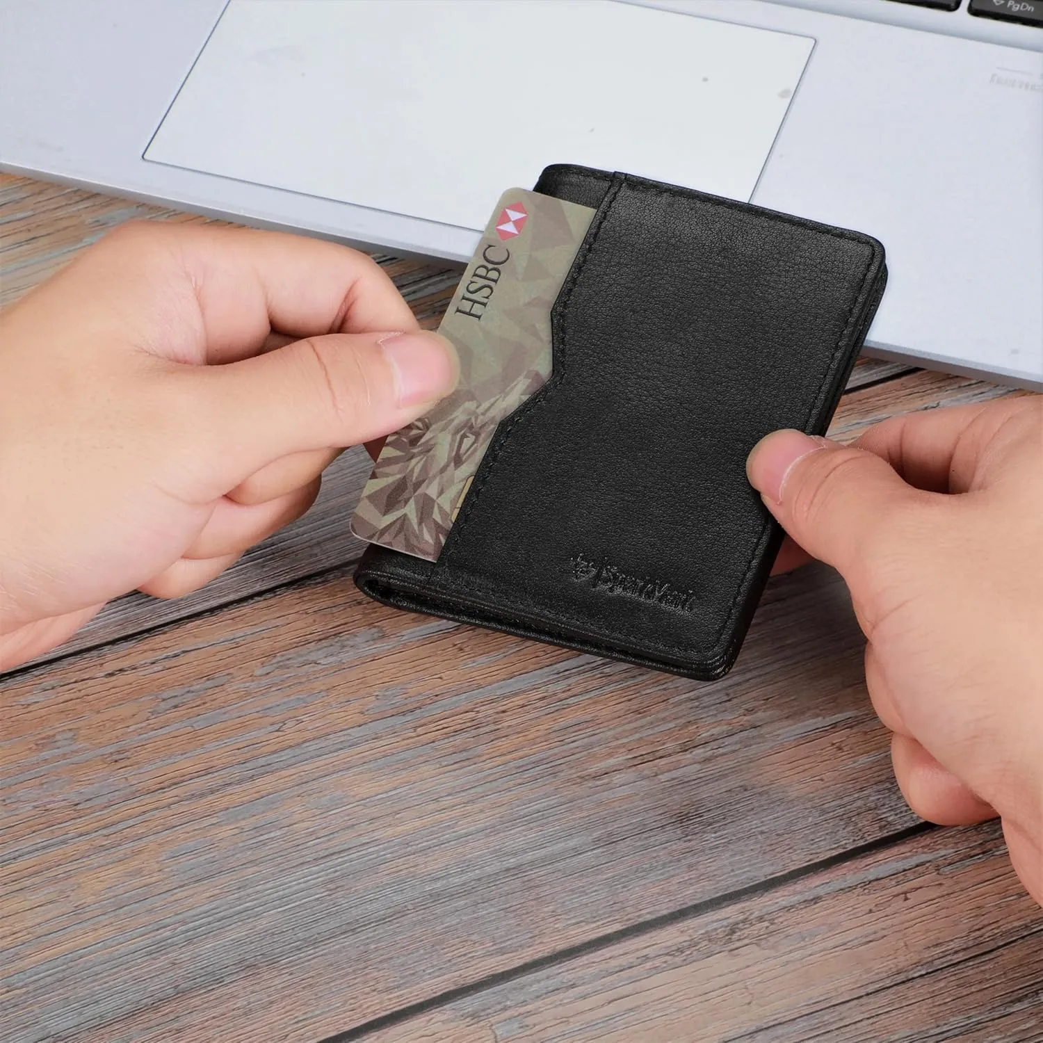 Minimalist RFID Wallet for Men and Women | Slim Bifold Credit Card Holder Wallet | Men's Business Card Case | Genuine Leather Front Pocket wallet with Gift Box