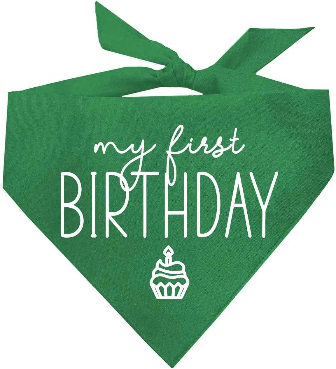 My First Birthday Dog Bandana | 100% Cotton Adjustable Triangle | Made in USA | Birthday Pawty | Party Theme | Celebration Photo Shoot Prop |Green, One Size (389)