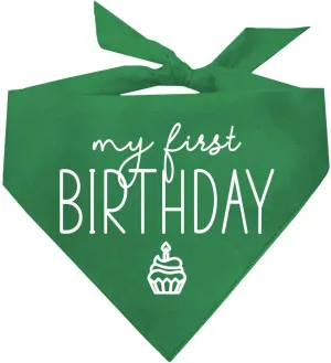 My First Birthday Dog Bandana | 100% Cotton Adjustable Triangle | Made in USA | Birthday Pawty | Party Theme | Celebration Photo Shoot Prop |Green, One Size (389)