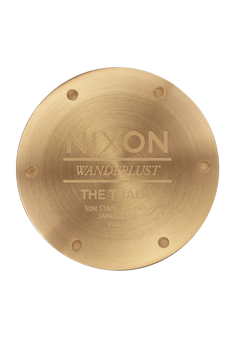 Nixon Thalia Leather Watch - All Gold Green Sunray