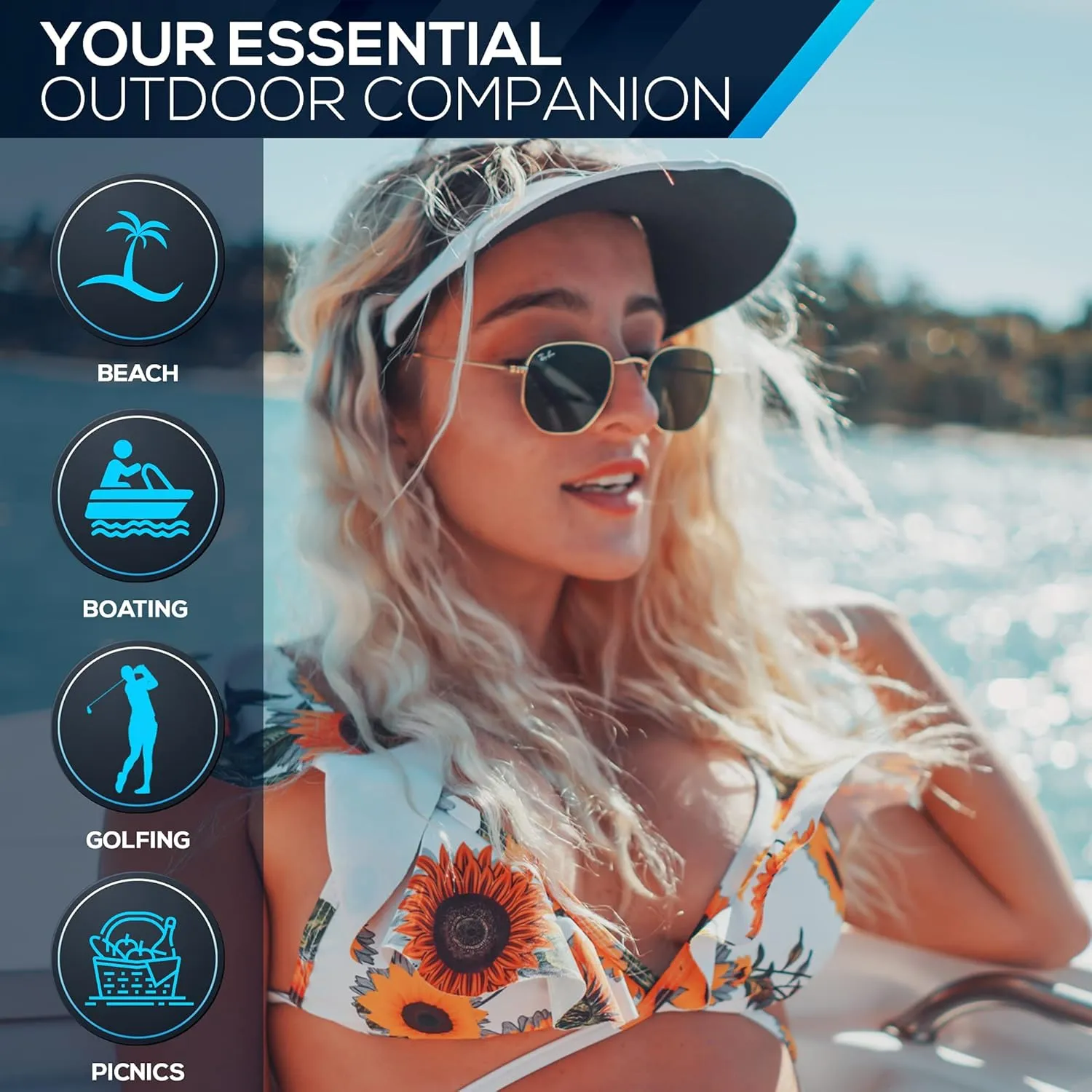 No Headache Sun Visor for Women | Stylish, Lightweight Square Brim Hat | Comfortable UV Protection for Golf, Tennis & Travel
