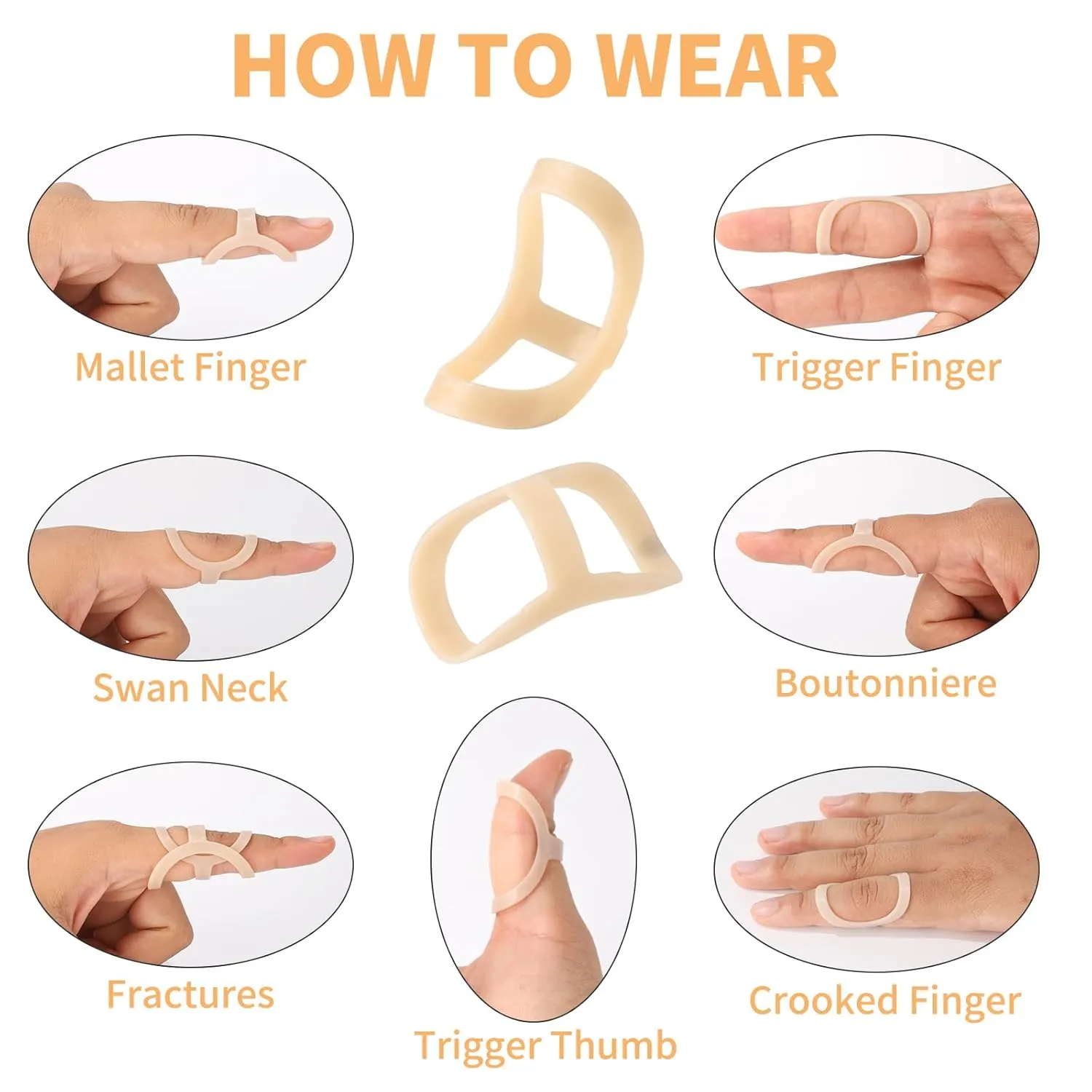 Oval Finger Splints, 5PCS Oval Trigger Finger Splint for Trigger/Mallet/Arthritis/Straightening, Trigger Finger Brace for Thumb Middle Pinky or Ring Finger -Size 9,10,11,12,13