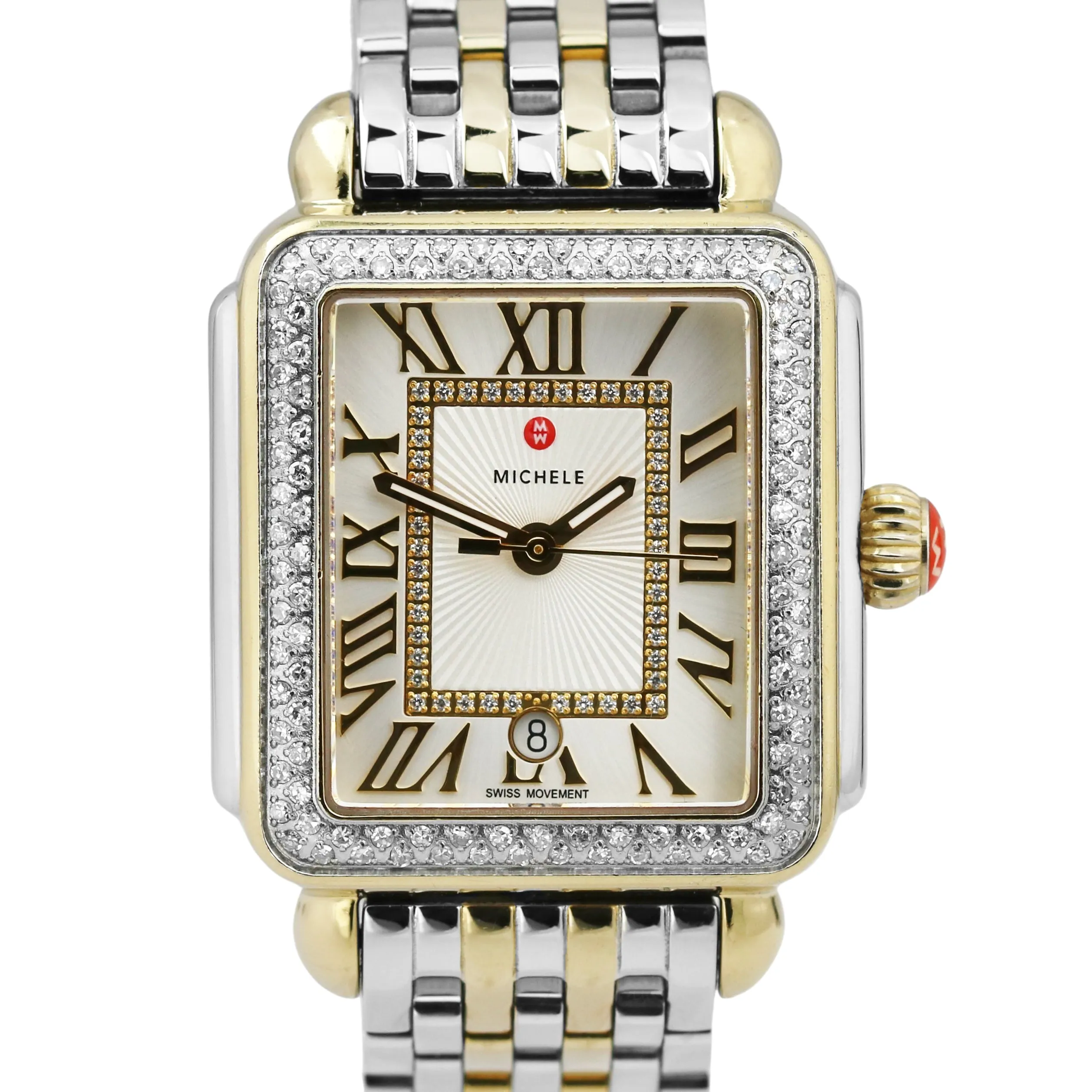 PAPERS Michele Deco Madison DIAMOND Sunray Steel Quartz 33mm MW06T01C5018 B P