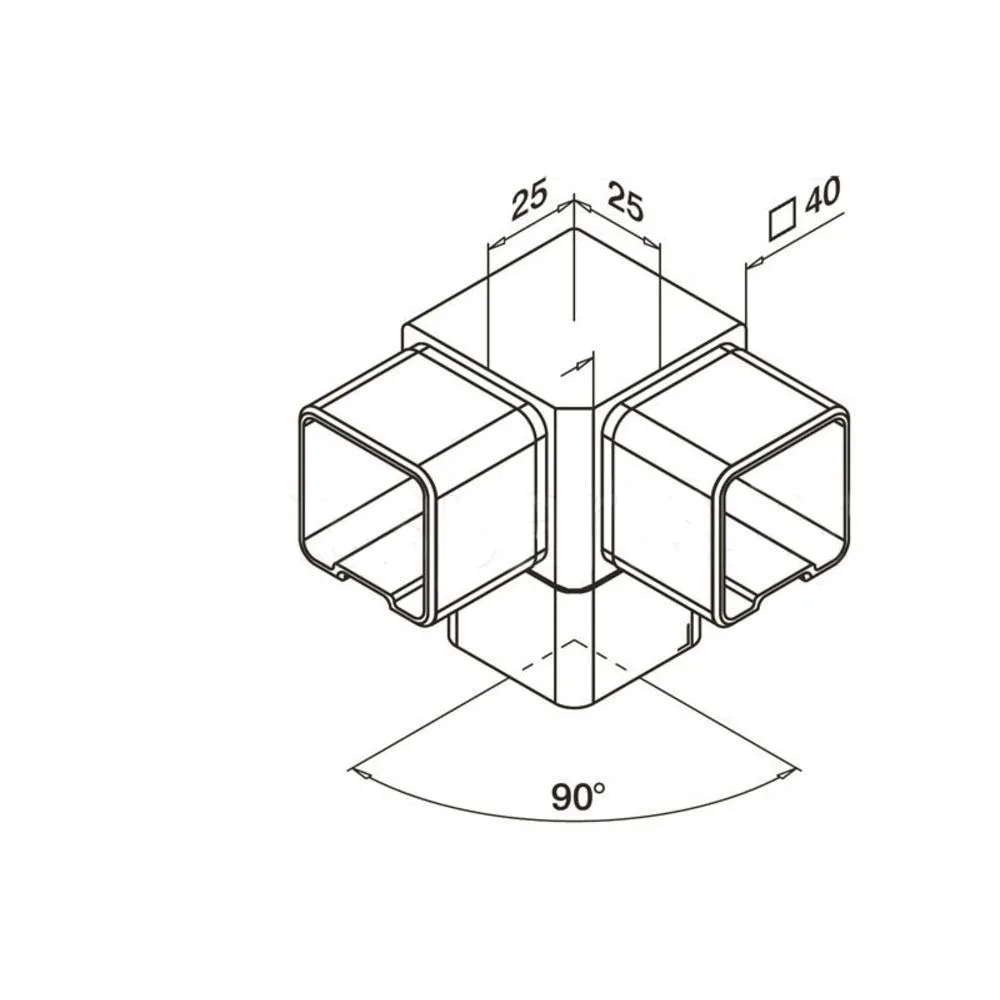 Q-Railing Square Line 3-Way 90 Degree Post Connector (Outdoor)