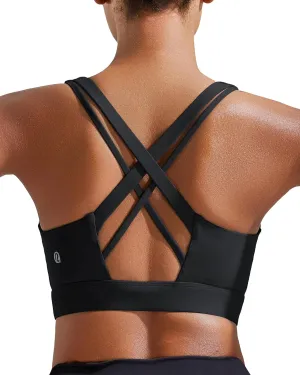RUNNING GIRL Sports Bra for Women High Support,Criss-Cross Back Strappy Sports Bra Moulded Cup High Impact Workout Top