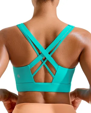 RUNNING GIRL Sports Bra for Women High Support,Criss-Cross Back Strappy Sports Bra Moulded Cup High Impact Workout Top