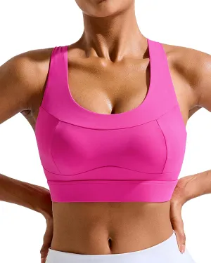 RUNNING GIRL Sports Bra for Women High Support,Criss-Cross Back Strappy Sports Bra Moulded Cup High Impact Workout Top