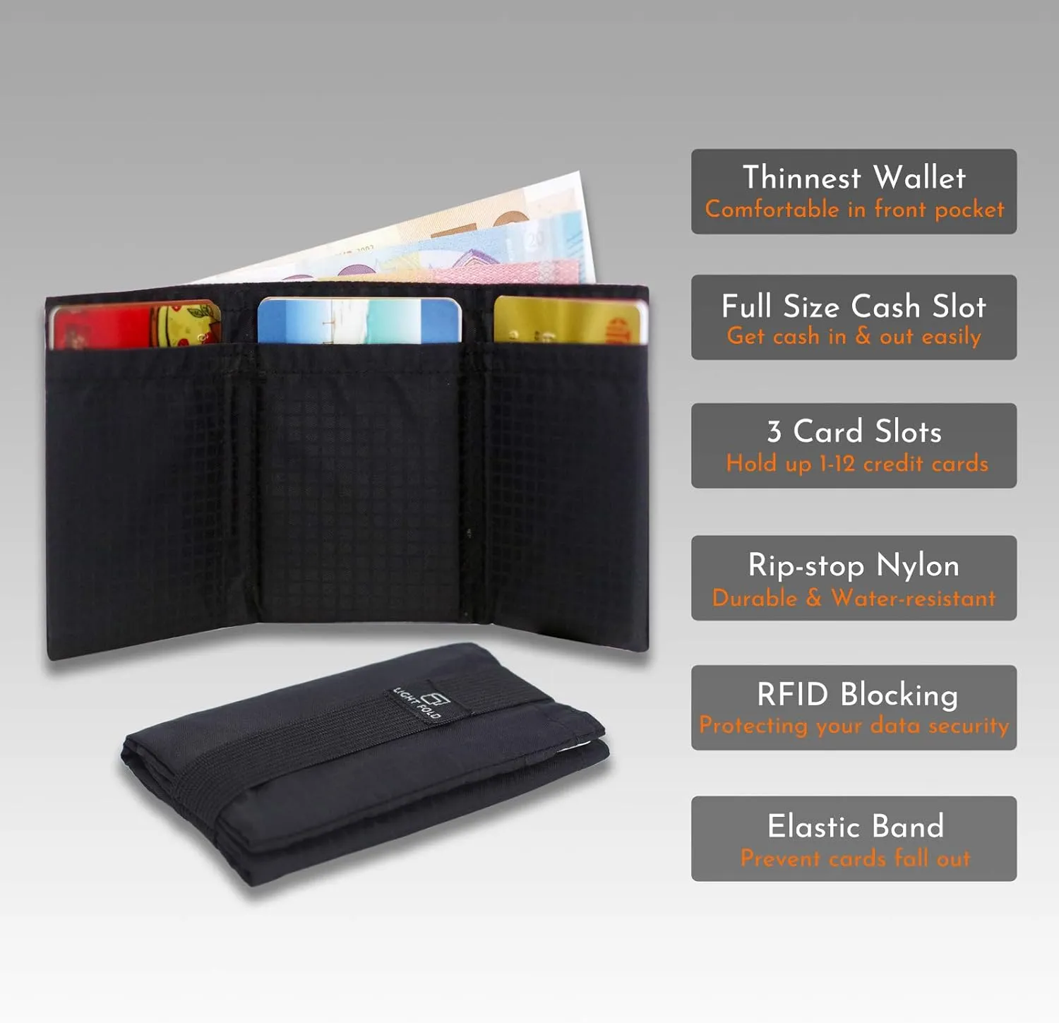 Slim Wallet for Men with RFID Blocking - Minimalist Slim Wallet with Thin, Durable Style & Data Protection - Multiple Pockets for 12 Cards & Cash, Small Wallet Without the Bulk
