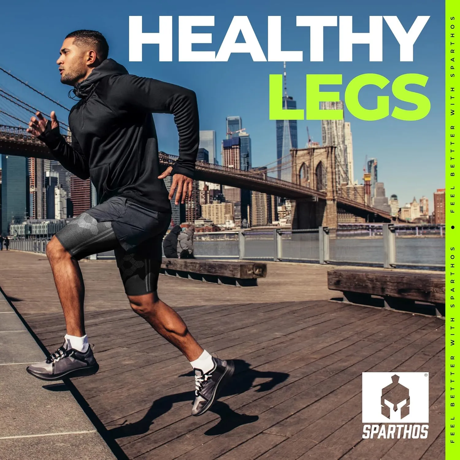 Sparthos Thigh Compression Sleeves (Pair)  Quad and Hamstring Support  Upper Leg Sleeves for Men and Women  Made from Innovative Breathable Elastic Blend  Anti Slip