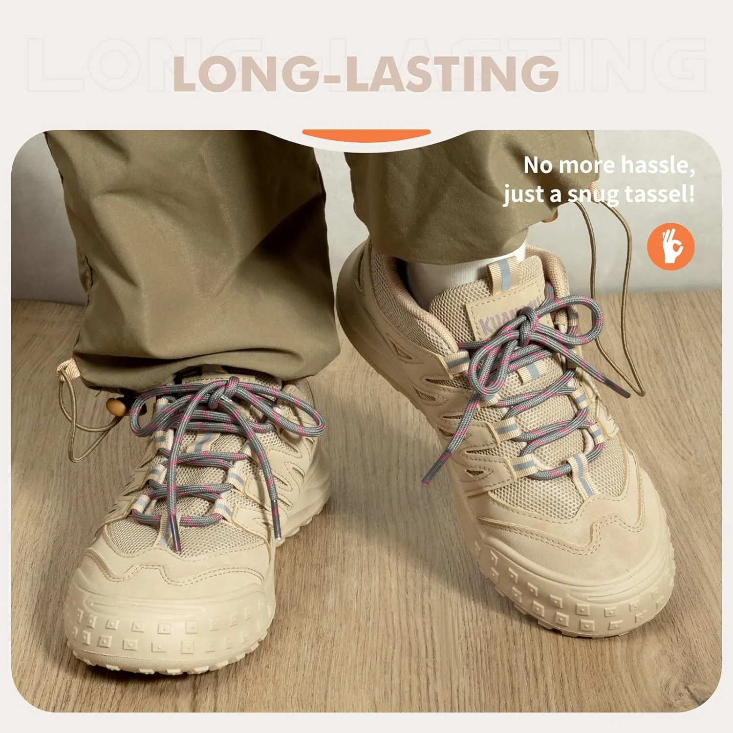 Stepace Round Shoelaces [2 Pairs] Heavy Duty Boot Shoe Laces for Hiking Work Boots