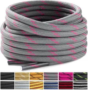 Stepace Round Shoelaces [2 Pairs] Heavy Duty Boot Shoe Laces for Hiking Work Boots