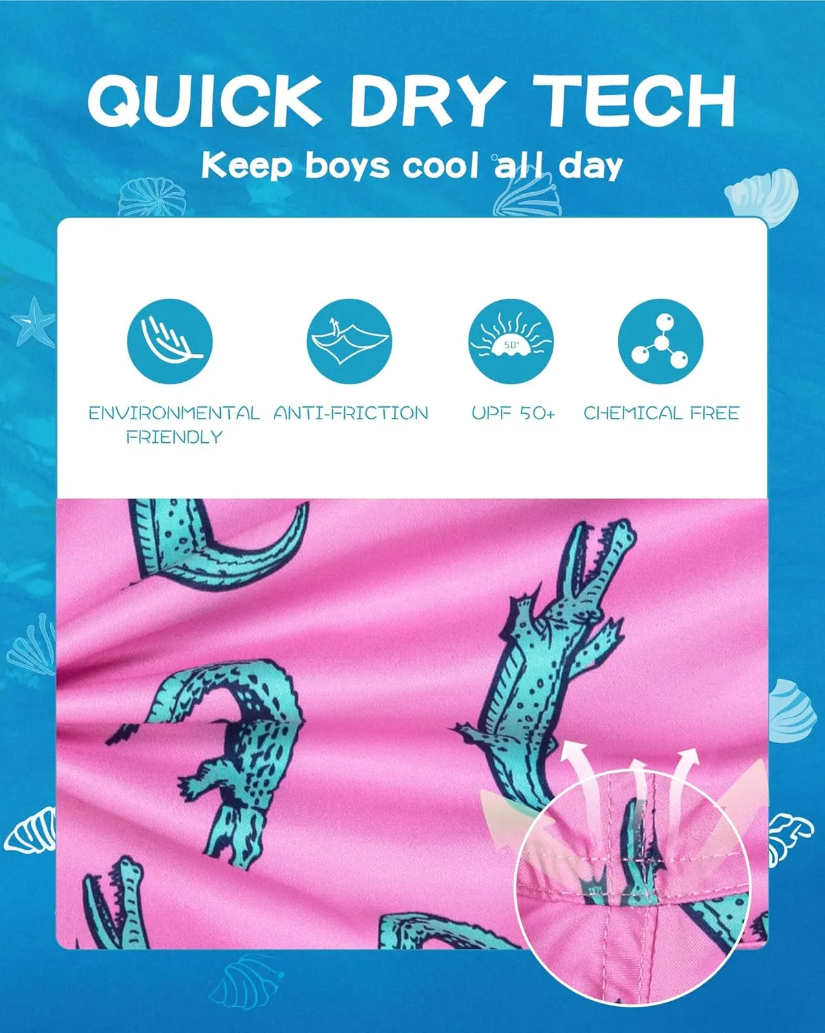 SURF CUZ Boys Swim Trunks Toddler Swim Shorts UPF 50  Bathing Suit for Boy Swimsuit Quick Dry Mesh Beach Boardshorts Swimwear