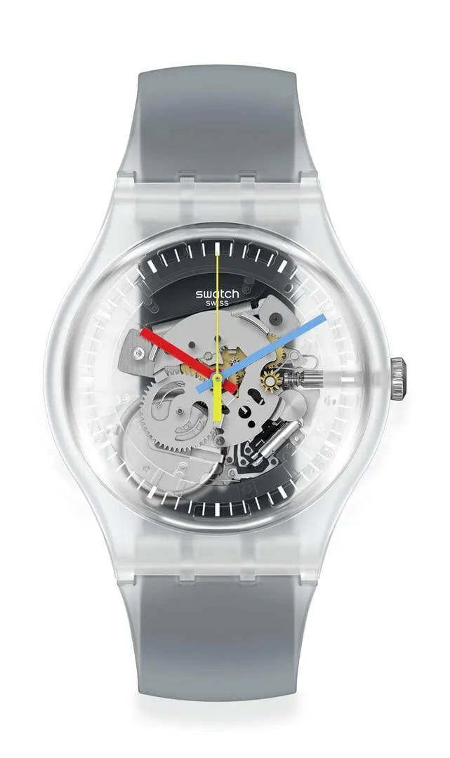 Swatch Clearly Black Striped Quartz Watch