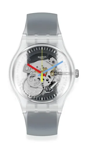 Swatch Clearly Black Striped Quartz Watch