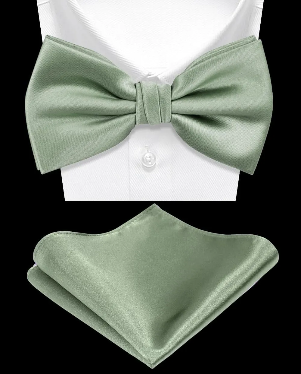 TIE G Solid Color Pre-tied Bow Tie and Pocket Square Sets in Gift Box