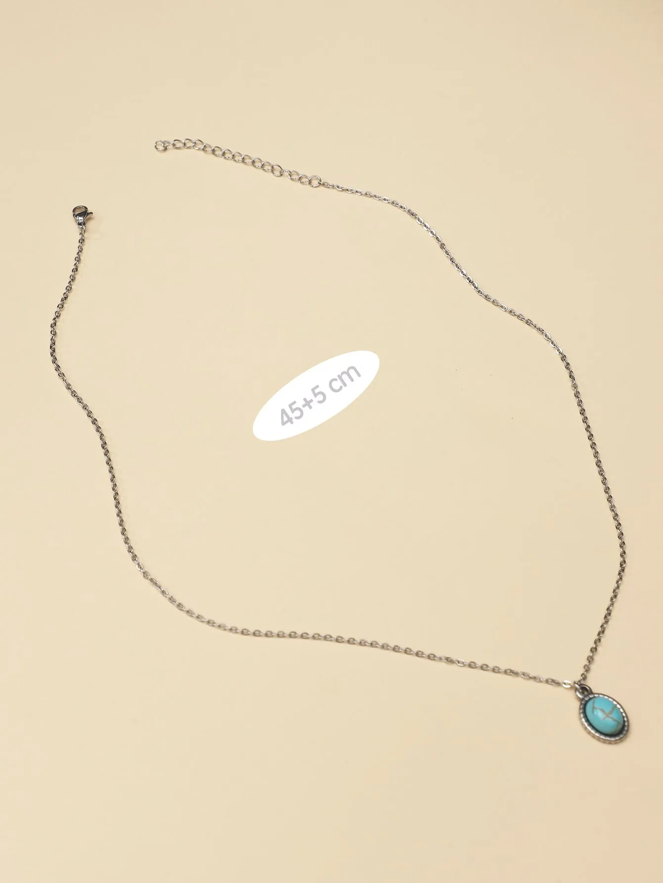 Turquoise Oval Charm Necklace Jewelry for Women Gift for Her Necklace