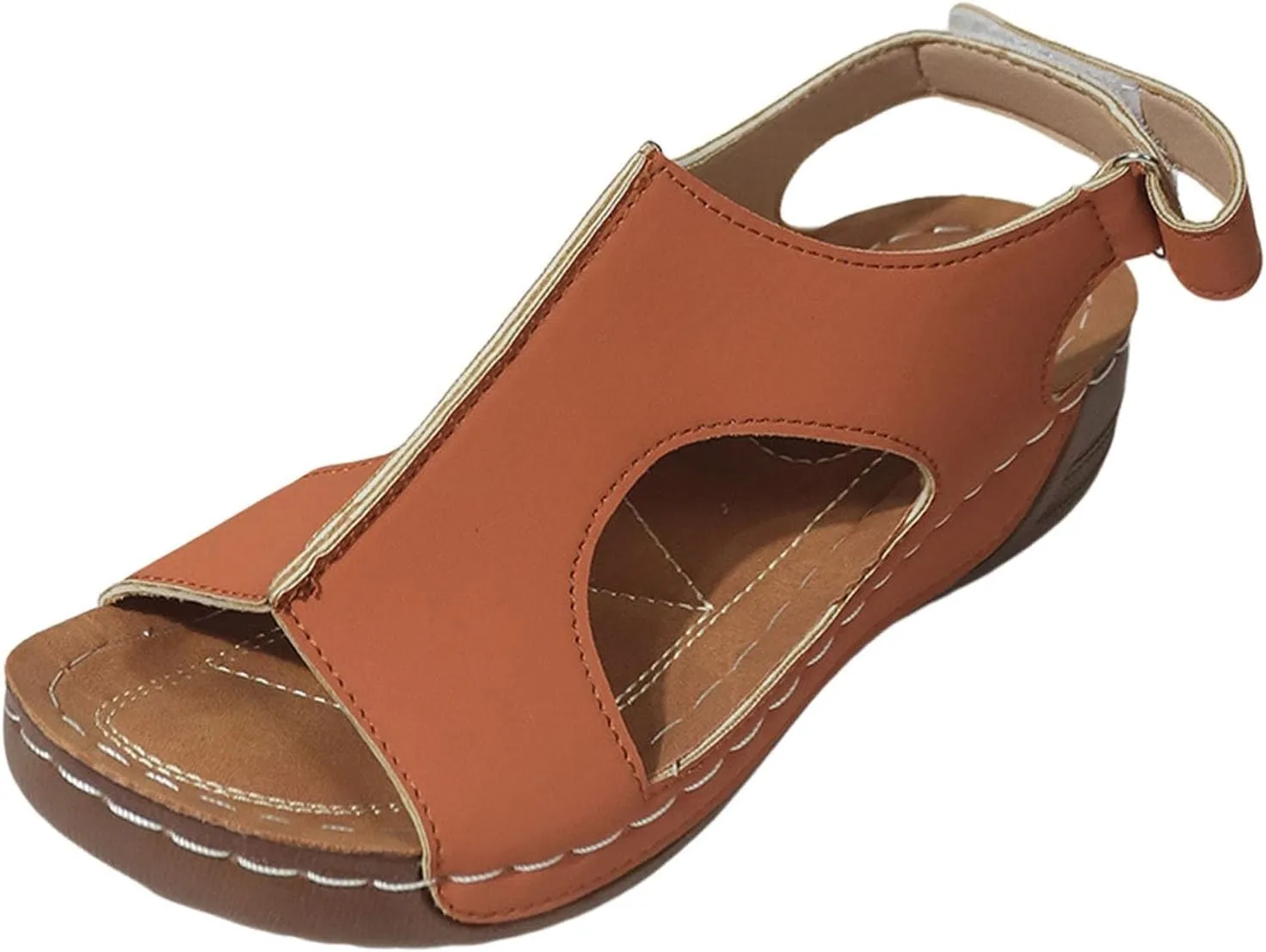 Wedge Sandals for Women Adjustable Buckle Ankle Strap Sandals Open Toe Platform Leather Sandal Cushion Slip-On Summer Shoes Casual Boho Fashion Orthotic Sandal 2025