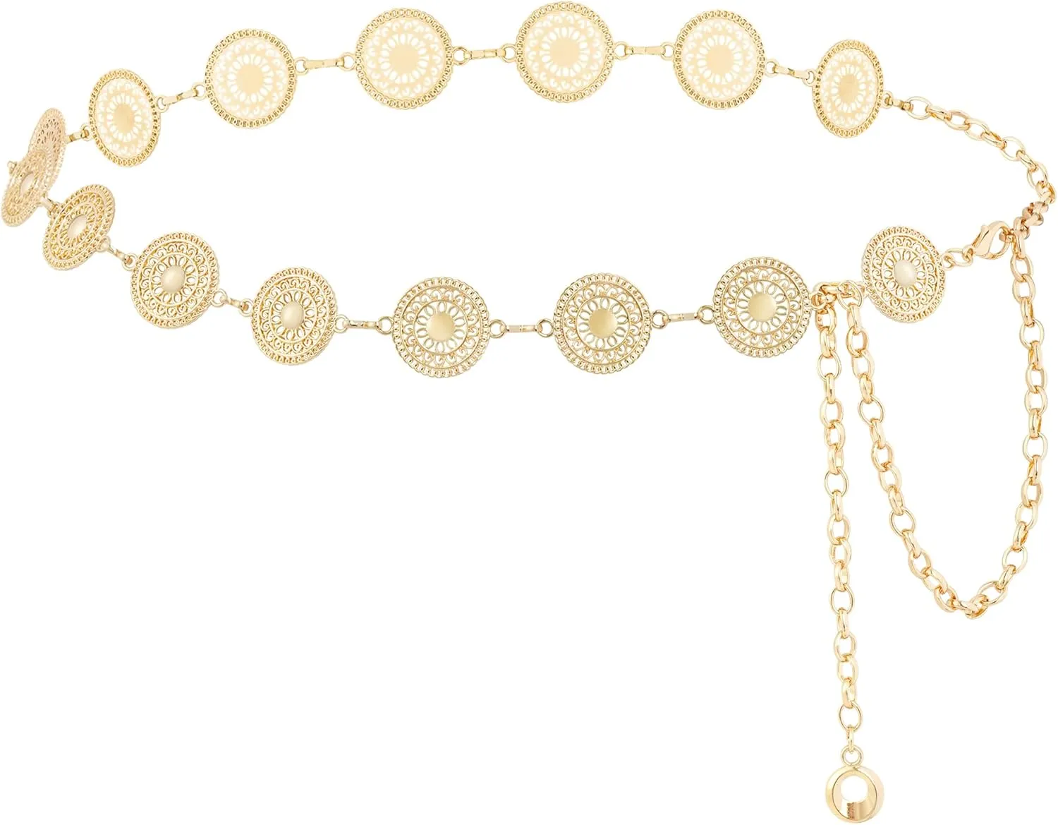 Western Metal Concho Waist Chain Belt for Dresses Jeans Women Cowgirl Gold Chain Belt Country Concert Link Belt
