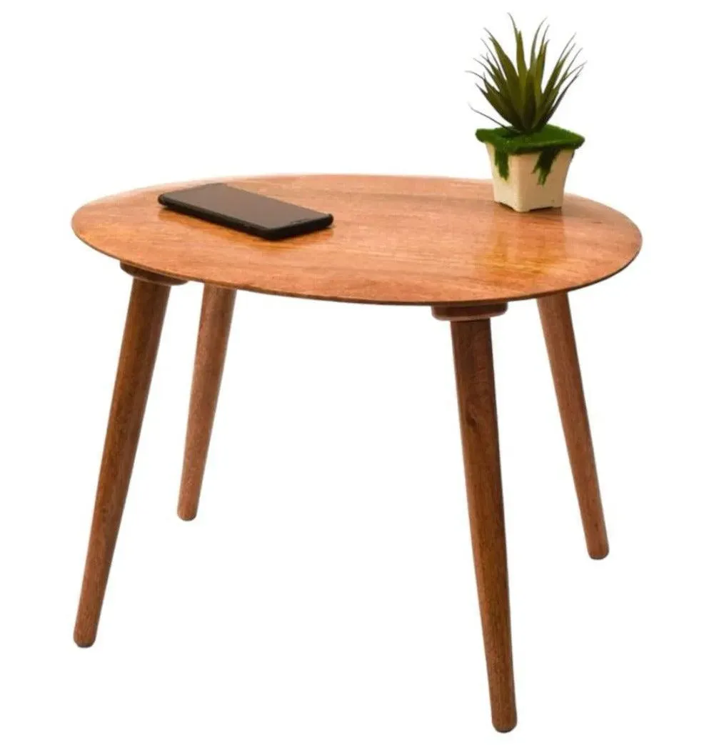 Wooden Twist Pokily Mango Wood Oval Shape Foldable Side Table